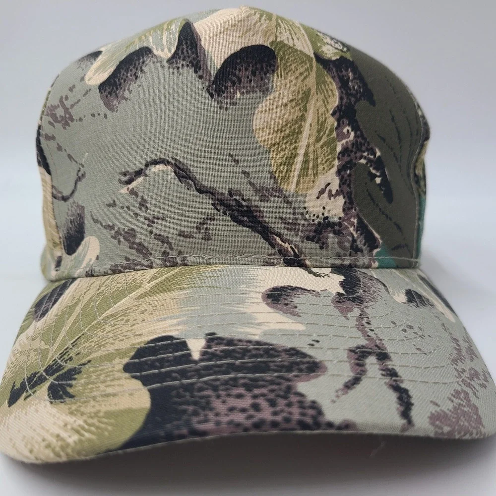 Vintage Camo Hat Snapback Green‎ Beige Blank Plain Camouflage Hunting Outdoors